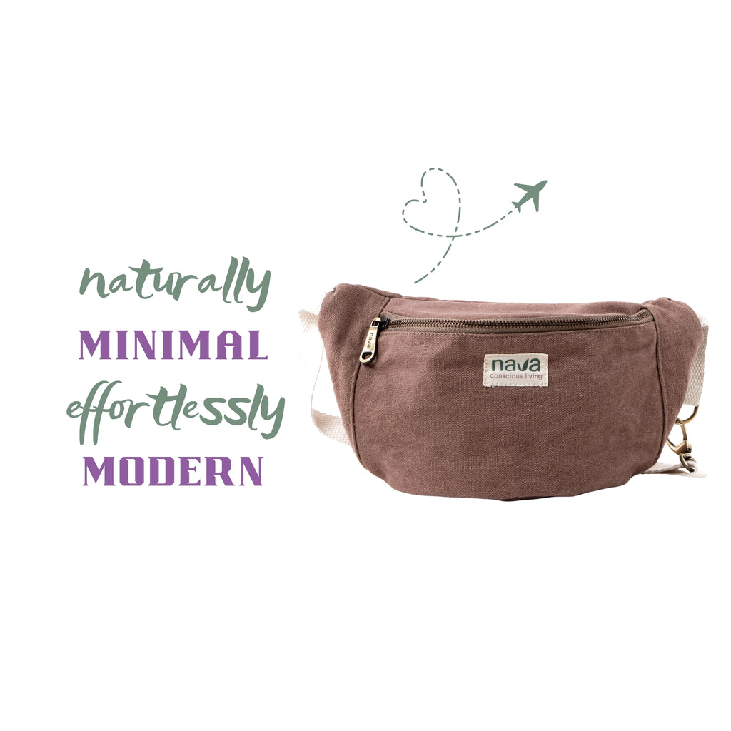 Nava Eco friendly cotton fanny pack in brown