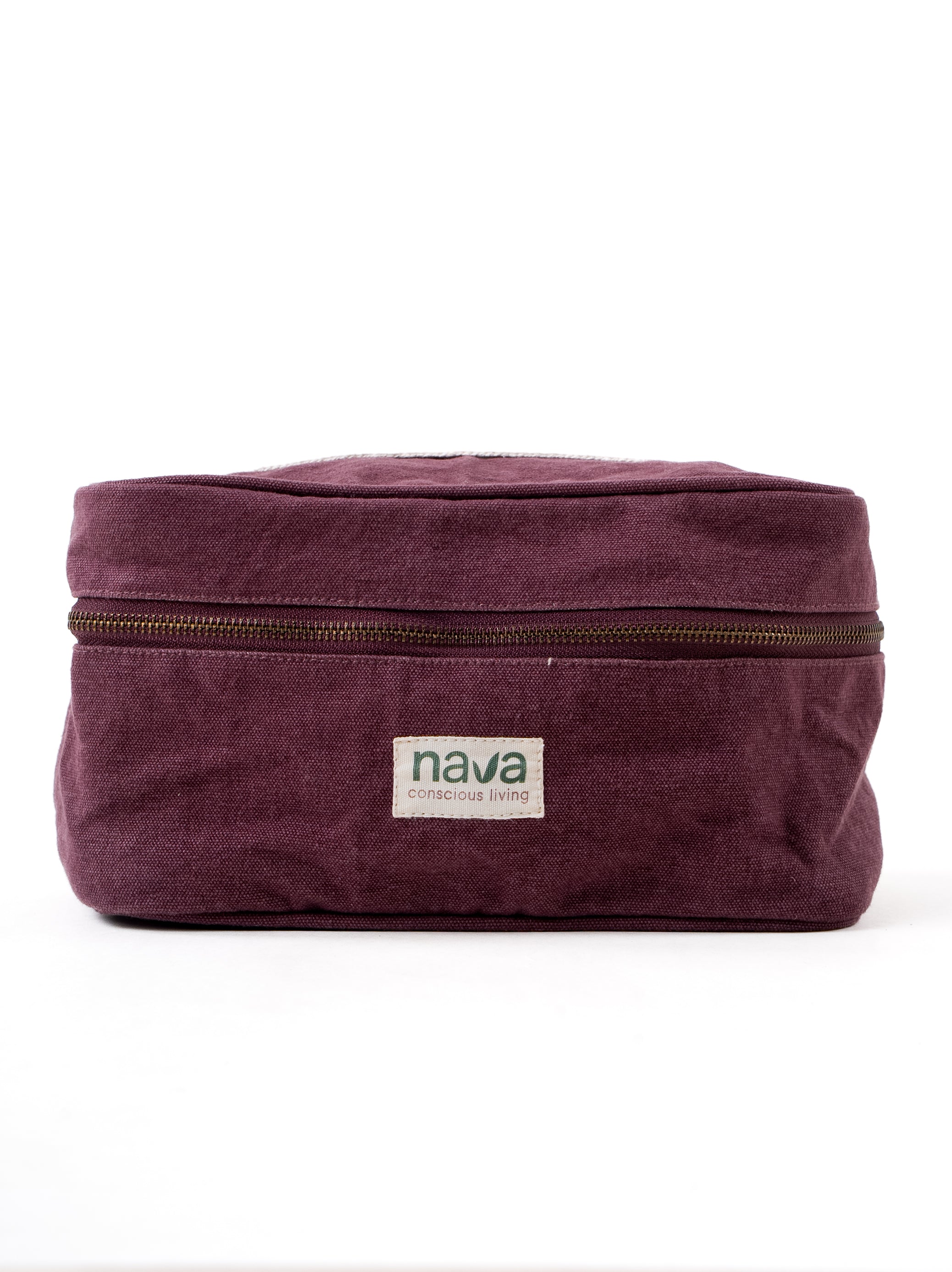 Nava Eco friendly cotton Vanity pouch in Red, with metal zipper