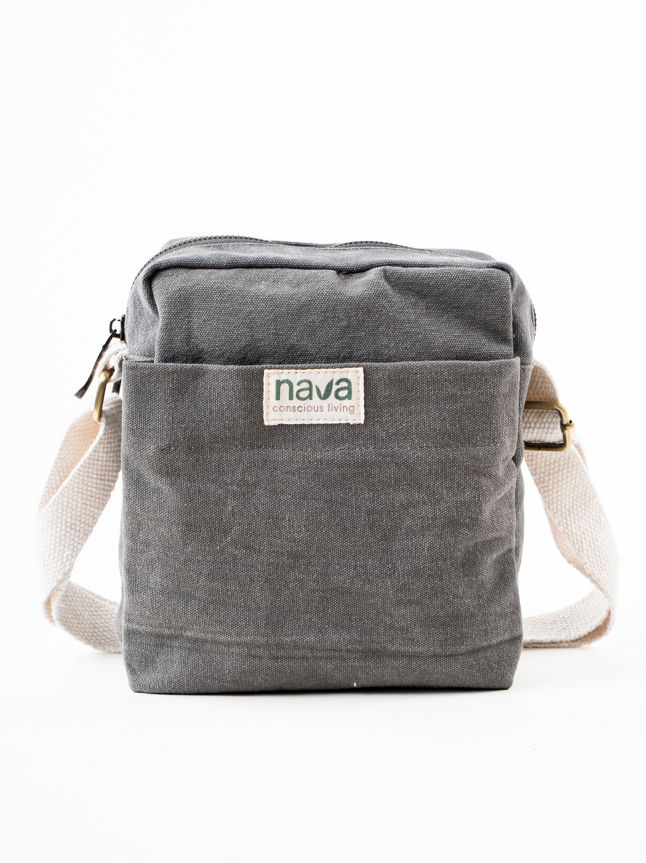 Nava branded eco-friendly cotton crossbody sling bag in gray 