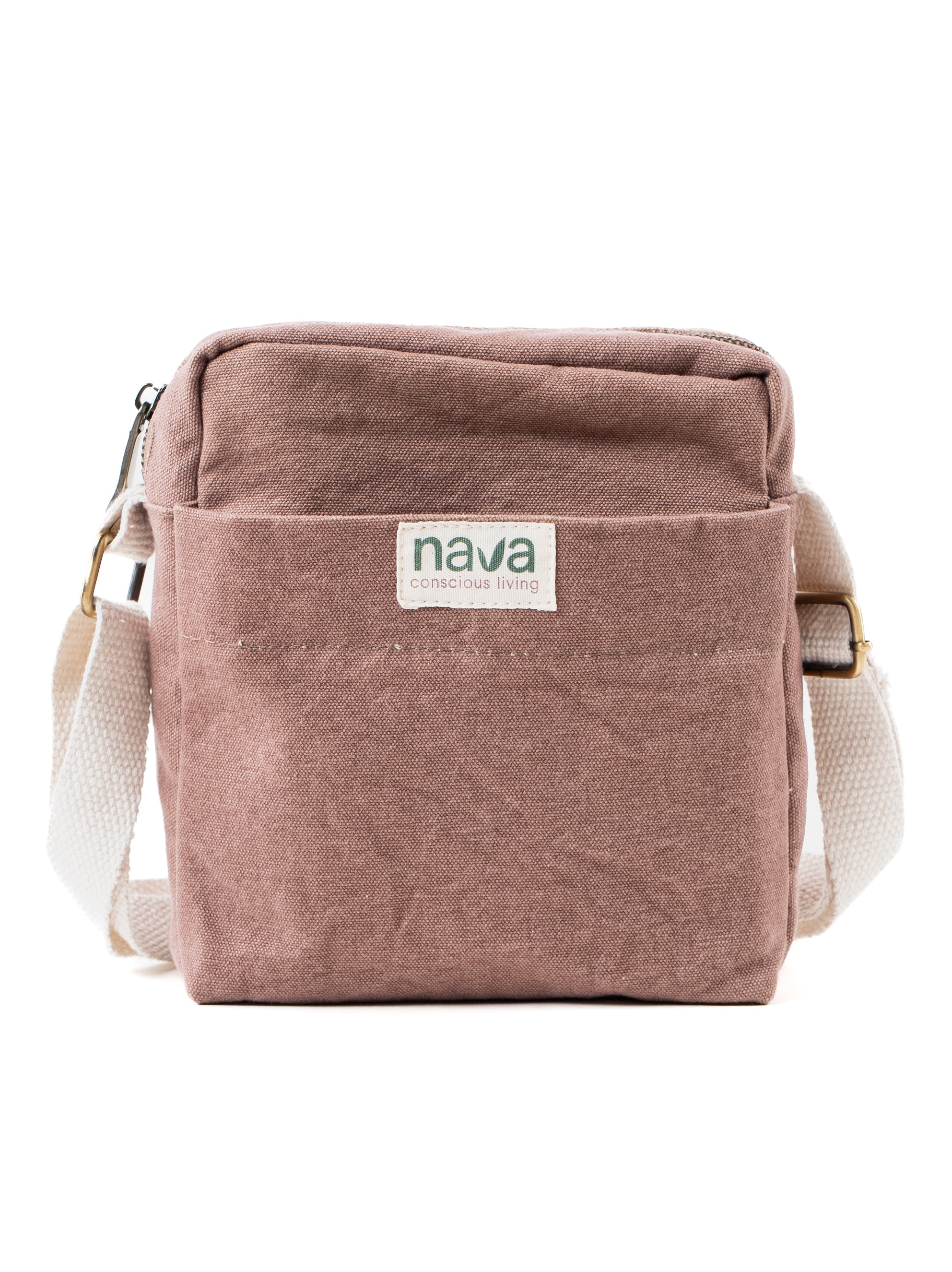 Nava branded eco-friendly cotton crossbody sling bag in brown