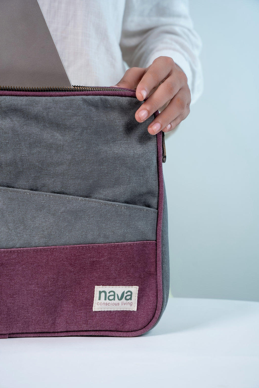 Nava branded eco-friendly cotton laptop sleeve 
