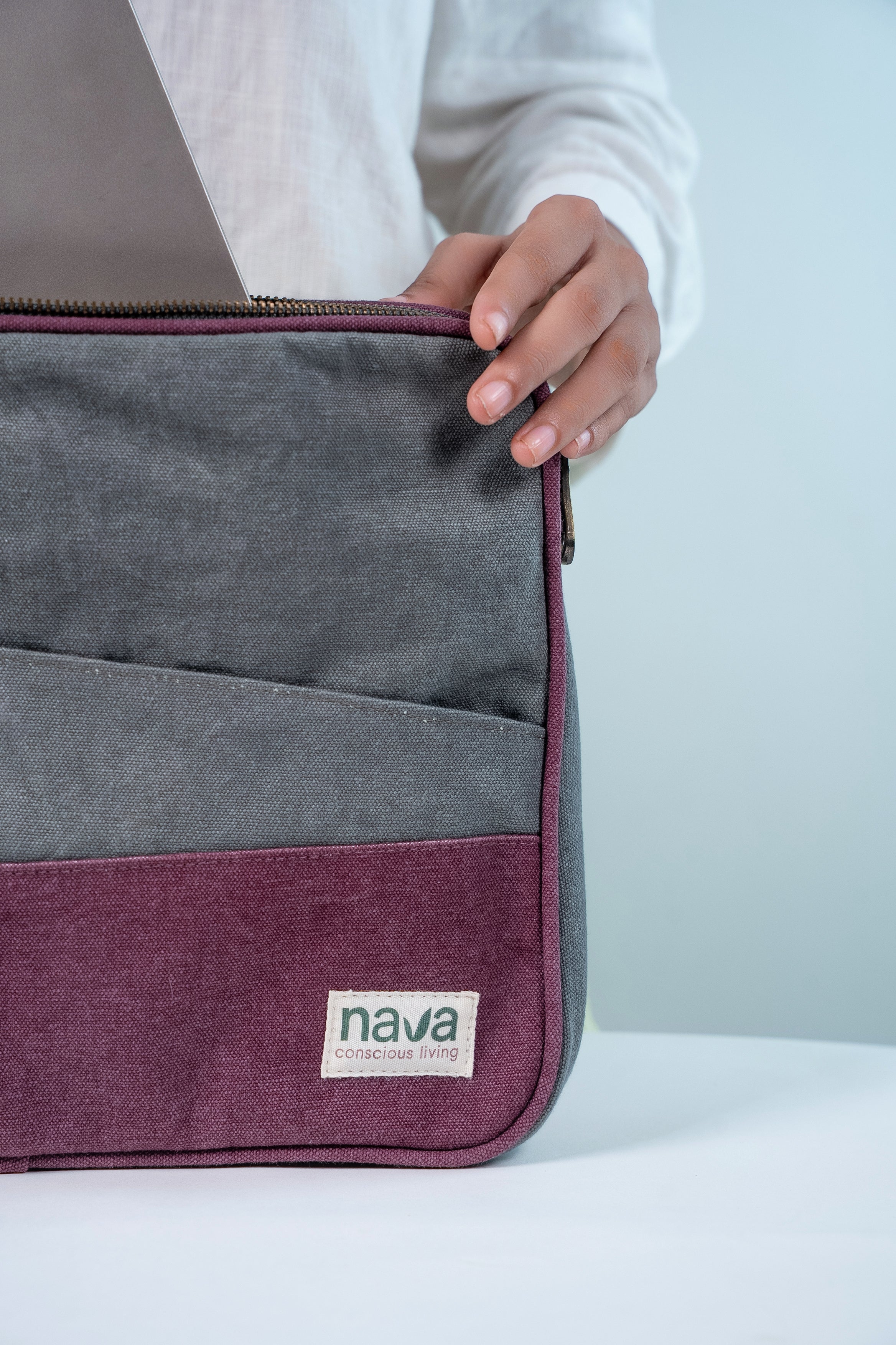 Nava branded eco-friendly cotton laptop sleeve 