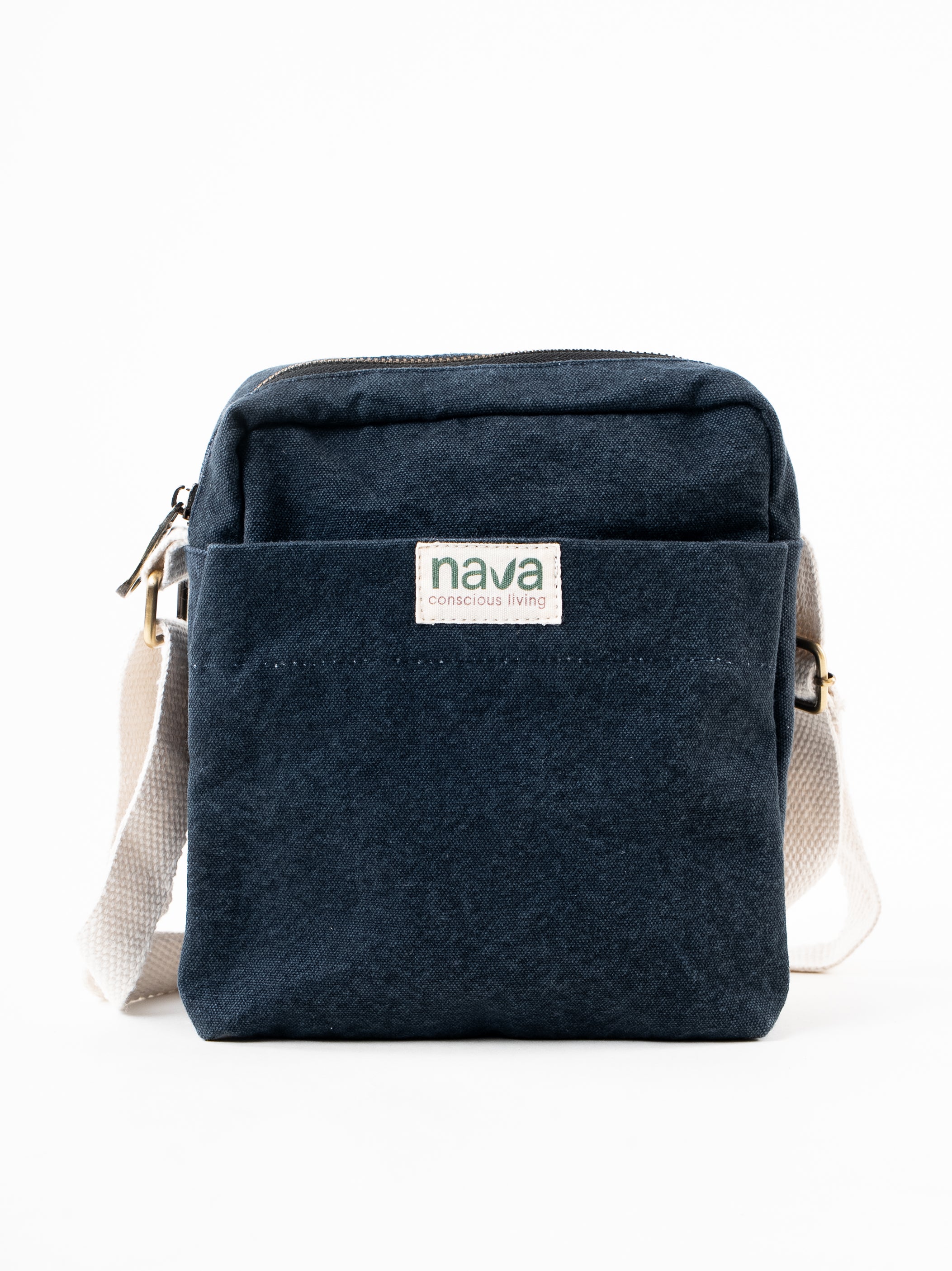 Nava branded eco-friendly cotton crossbody sling bag in Blue 