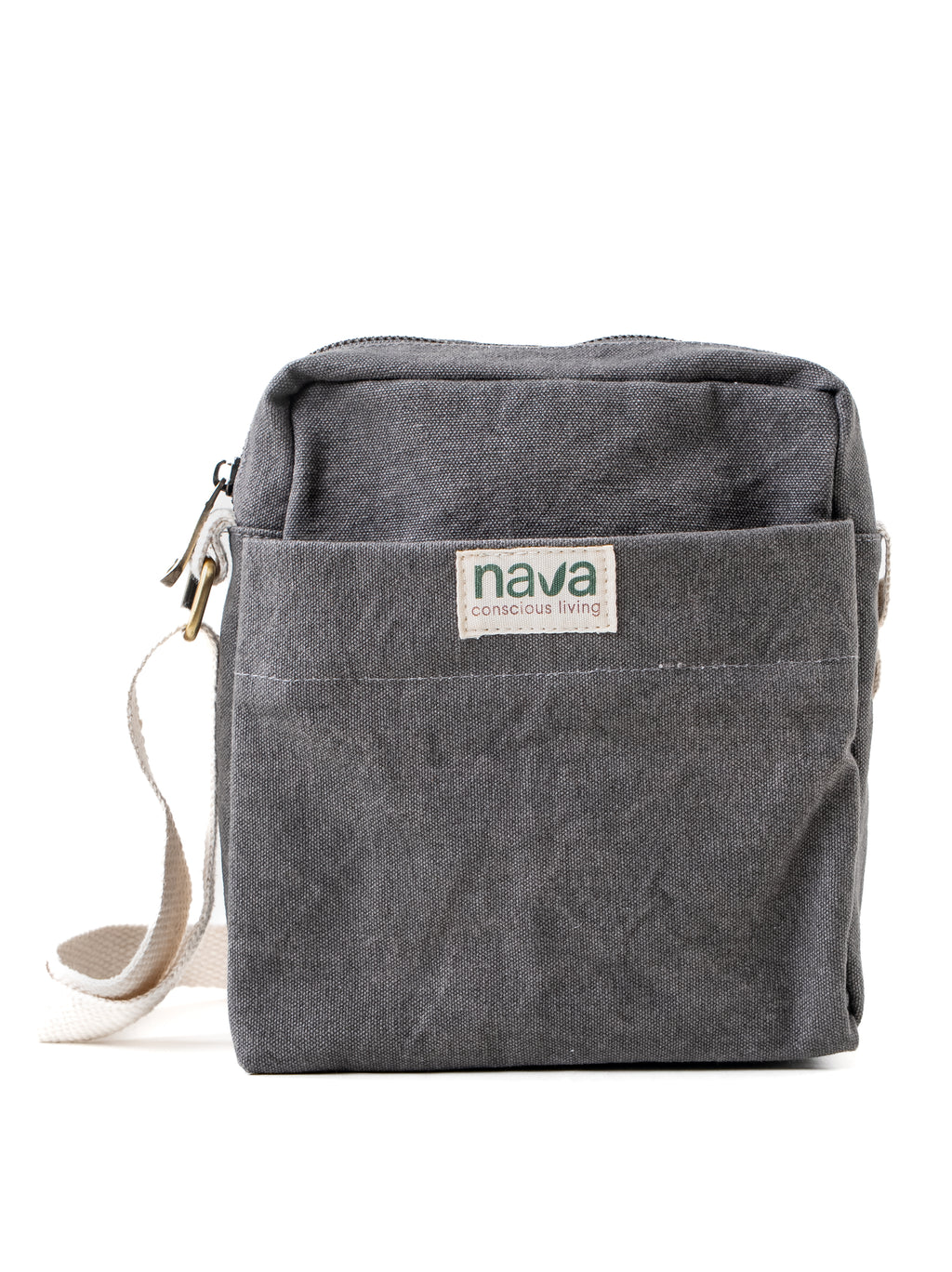 Nava branded eco-friendly cotton crossbody sling bag in gray 