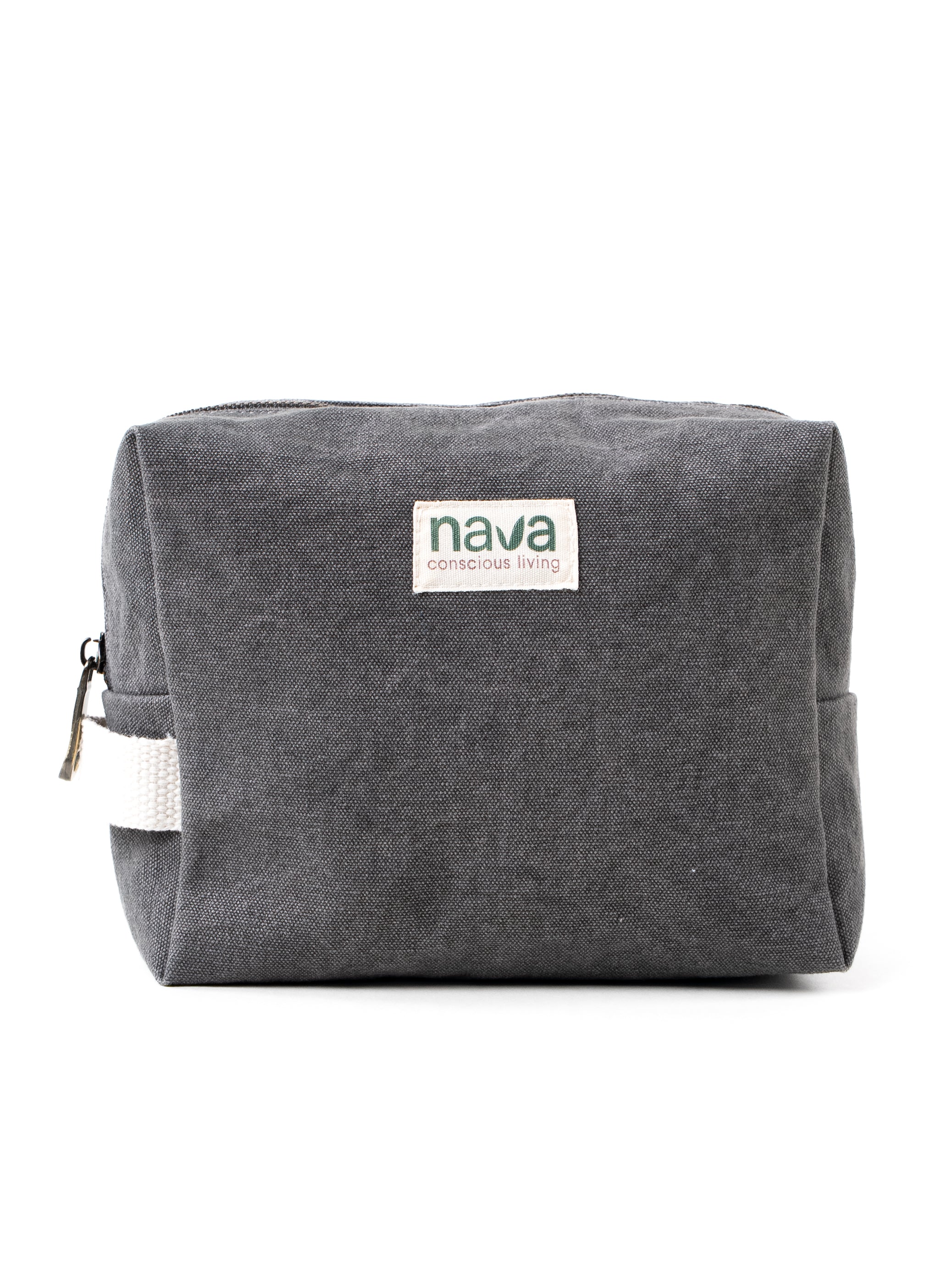 Nava brand eco-friendly cotton pouch in olive for storing toiletries and other essentials