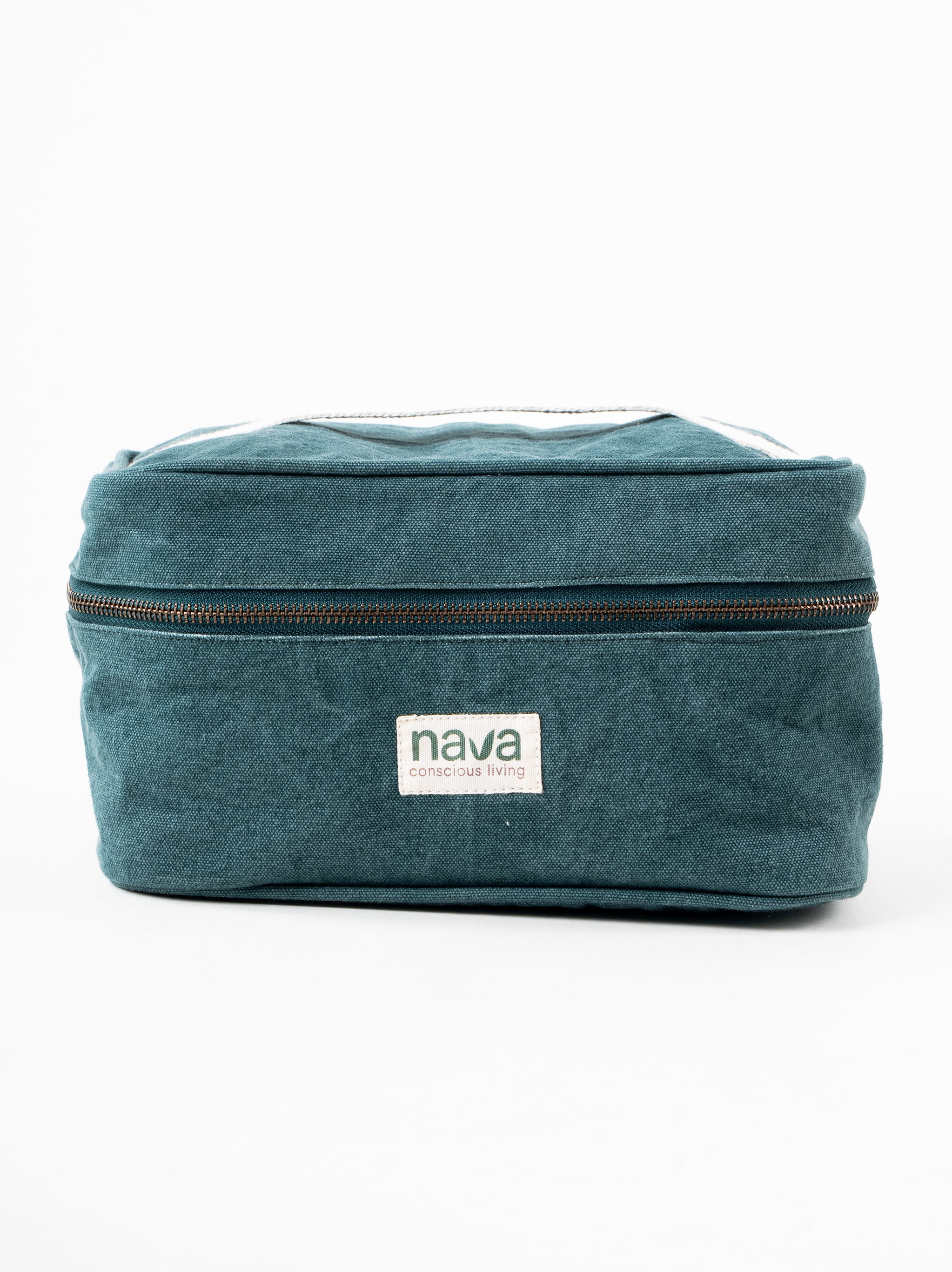 Nava Eco friendly cotton Vanity pouch in Green, with metal zipper