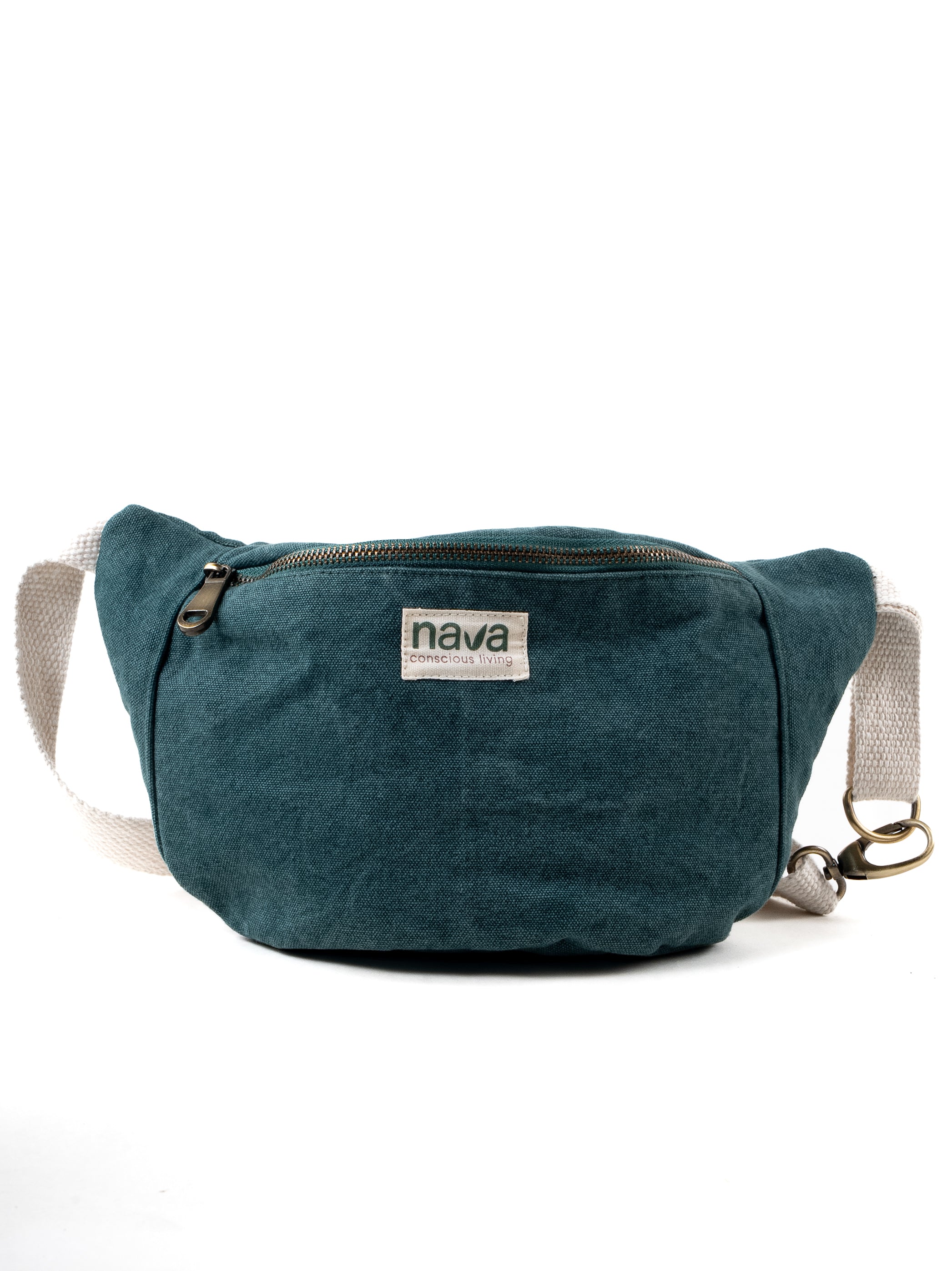 Nava Eco-friendly washed cotton fanny pack/waist bag in green