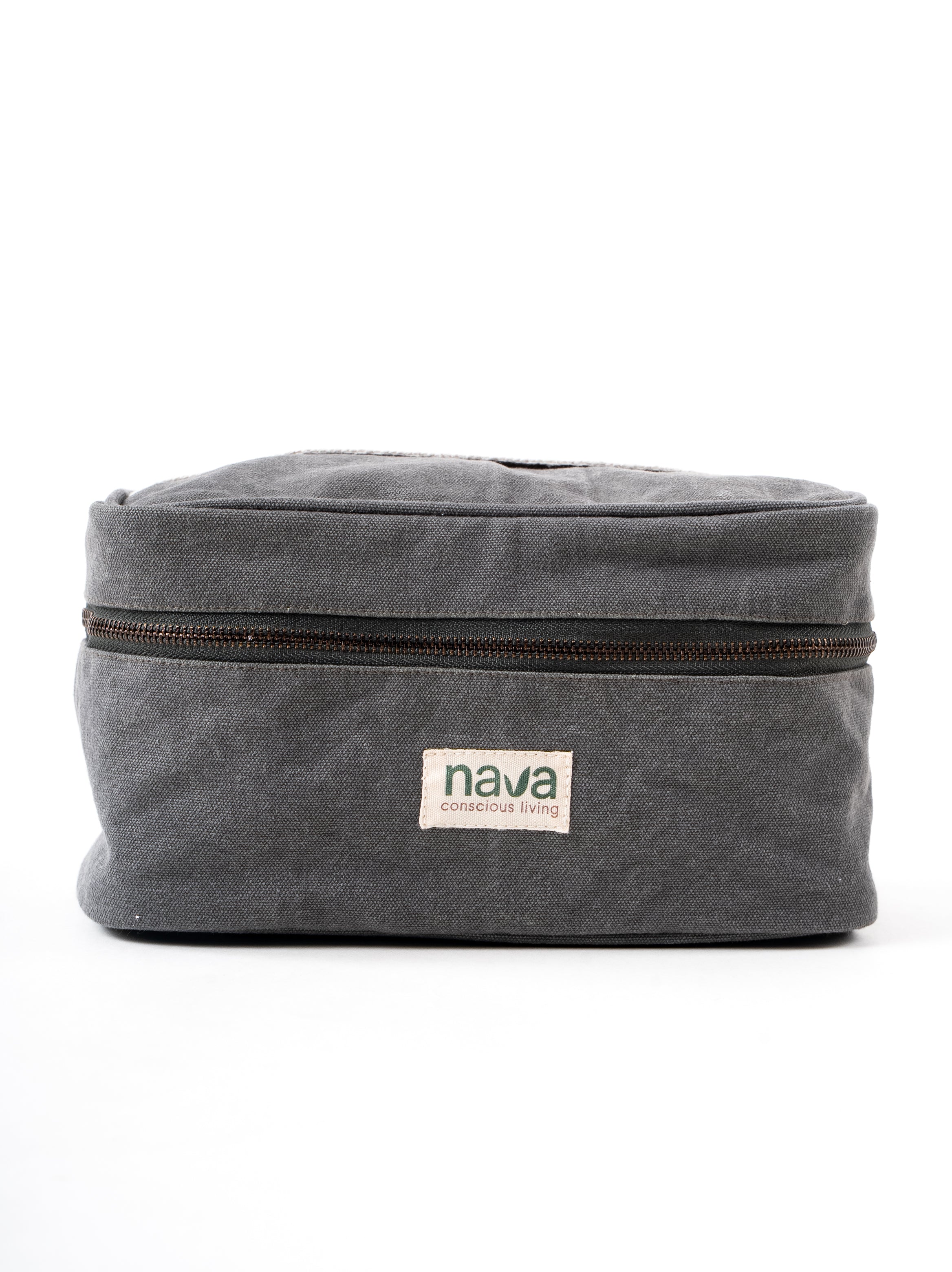 Nava Eco friendly cotton Vanity pouch in Olive, with metal zipper