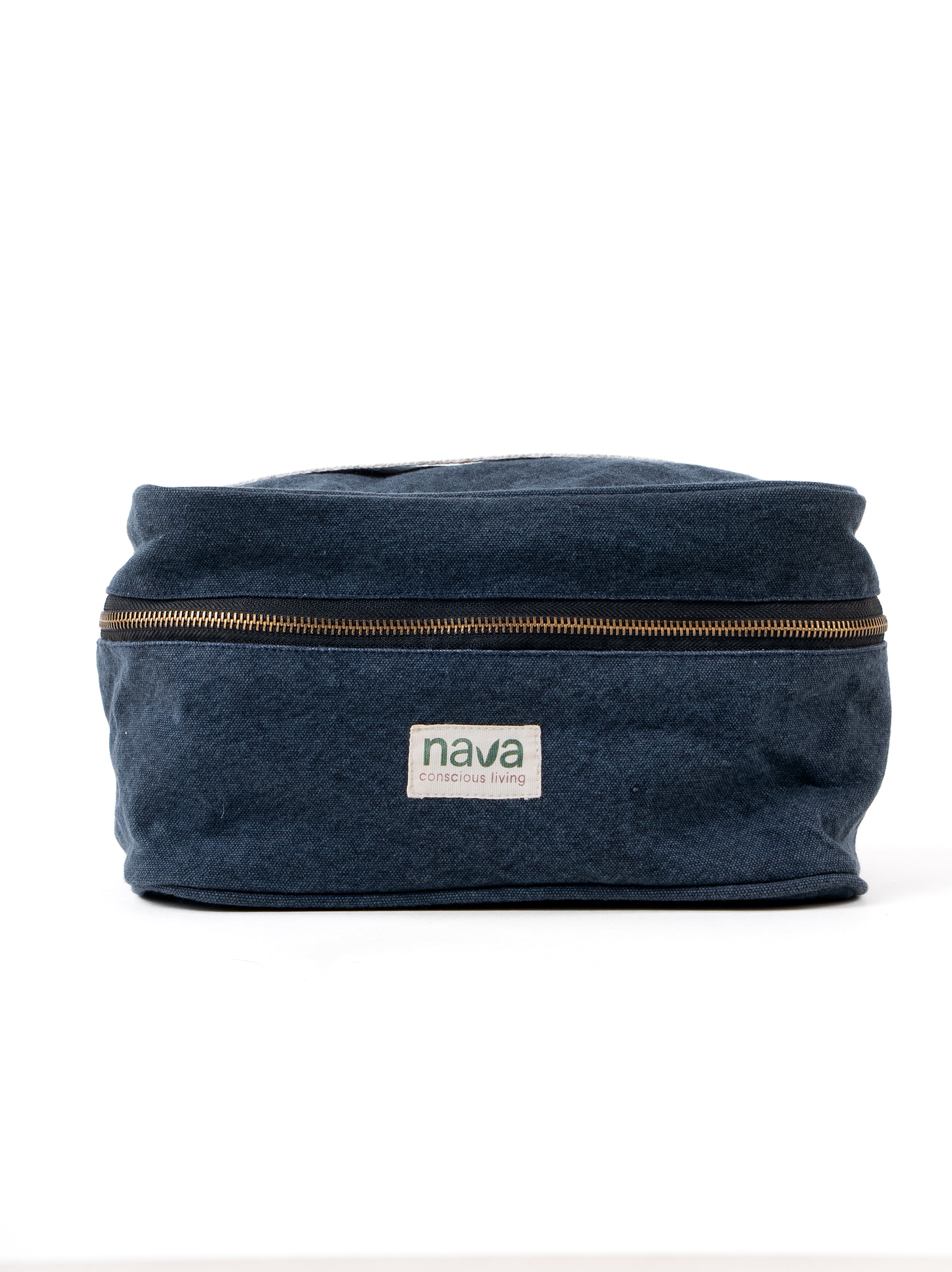 Nava Eco friendly cotton Vanity pouch in Blue, with metal zipper