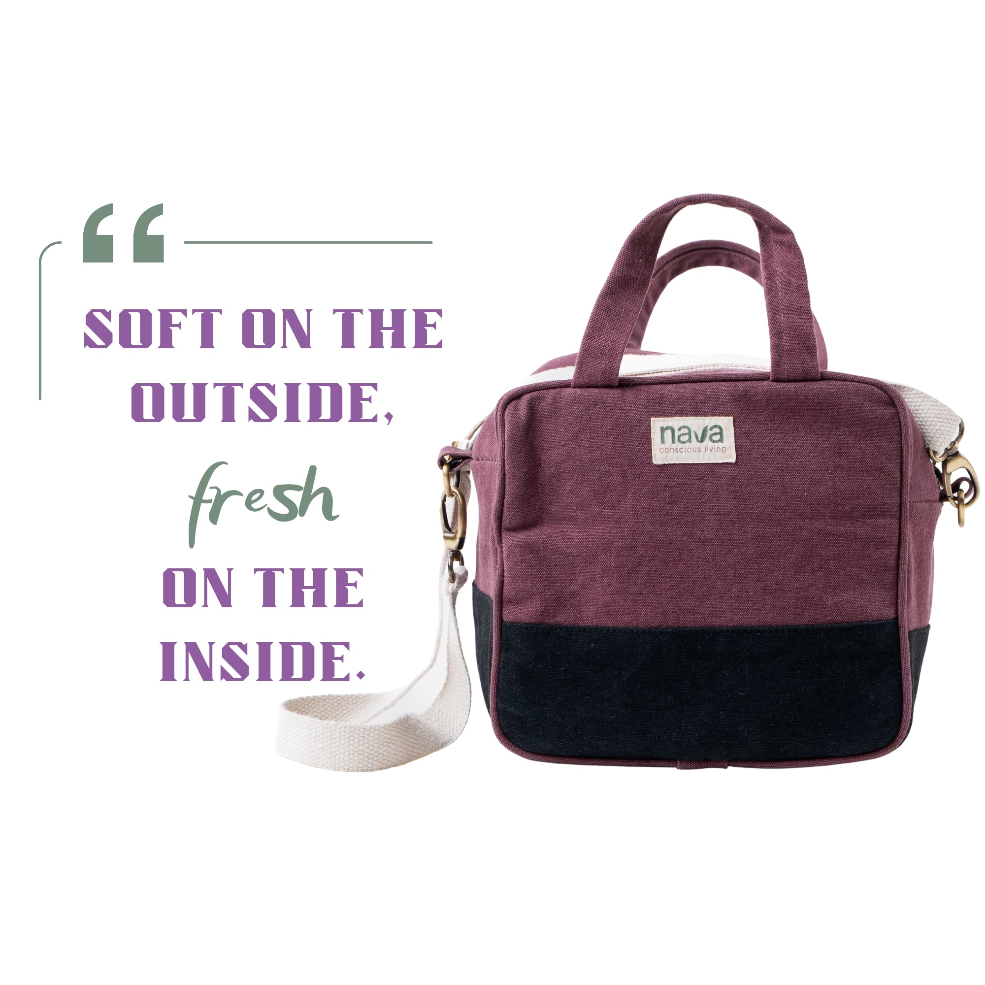 Nava Insulated cotton bag made from sustainable materials to keep your food fresh. Red and Black colour